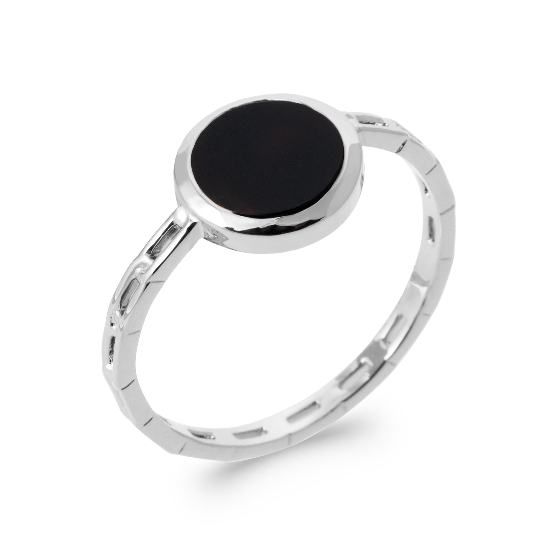 Alma - Bague en Argent et Agathe noire - Yasmeen Jewelry