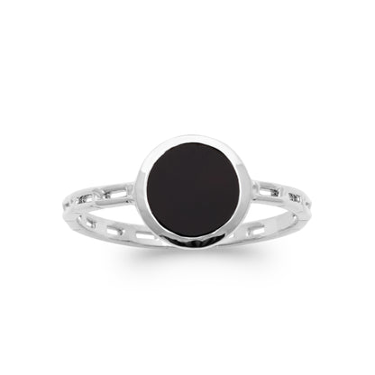 Alma - Bague en Argent et Agathe noire - Yasmeen Jewelry