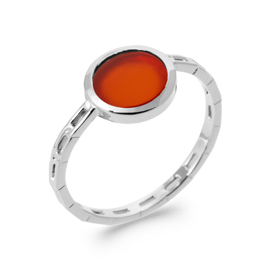 Alma - Bague en Argent et Agathe rouge