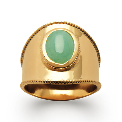 Isaya - Bague en Plaqué Or et Aventurine verte - Yasmeen Jewelry