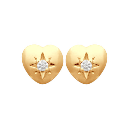 Kalbim - Boucles d’oreilles puces cœur en Plaqué or - Yasmeen Jewelry