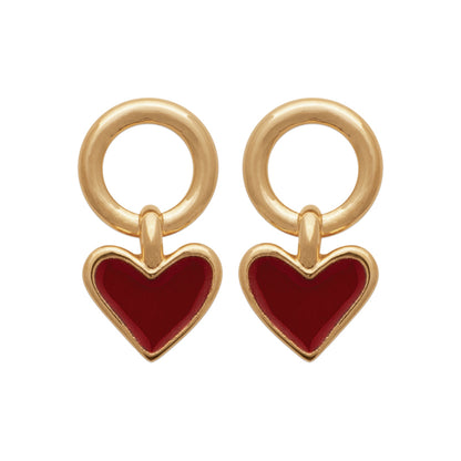Cupidon - Boucles d’oreilles cœur rouge en Plaqué or - Yasmeen Jewelry