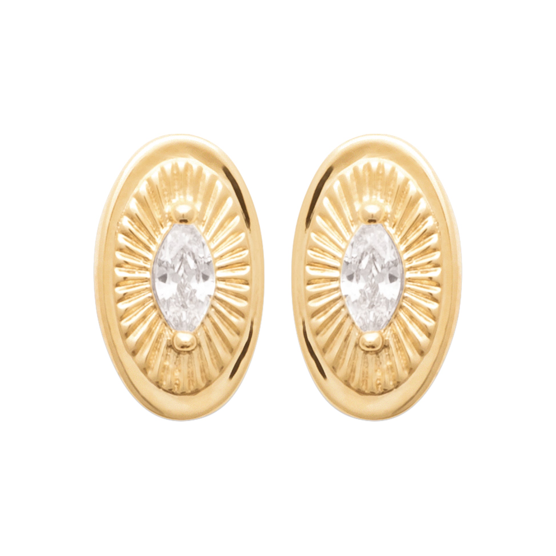 Narcisse - Boucles d'oreilles puces en Plaqué Or - Yasmeen Jewelry
