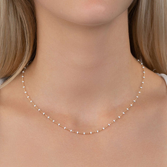 Miyuki - Chaîne perles blanches en Plaqué Or - Yasmeen Jewelry