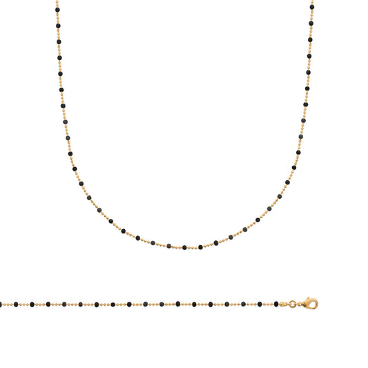 Miyuki - Chaîne perles noires en Plaqué Or - Yasmeen Jewelry