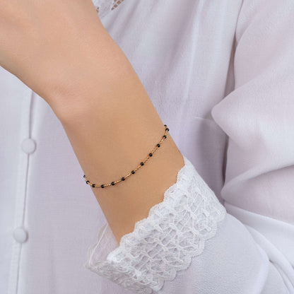 Miyuki - Bracelet perles noires et Plaqué Or - Yasmeen Jewelry