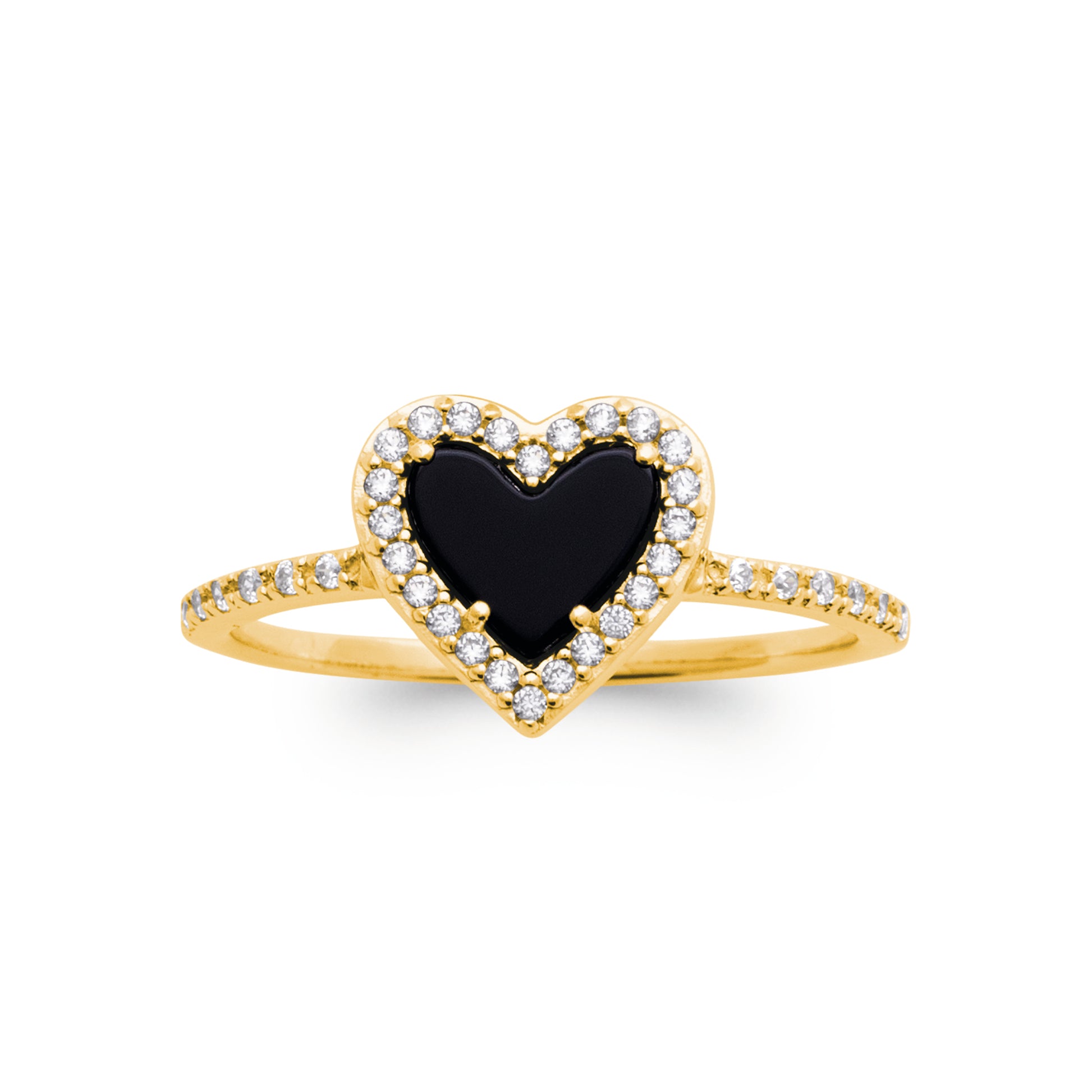 Le Cœur Noir - Bague en Plaqué Or - Yasmeen Jewelry