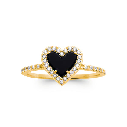 Le Cœur Noir - Bague en Plaqué Or - Yasmeen Jewelry