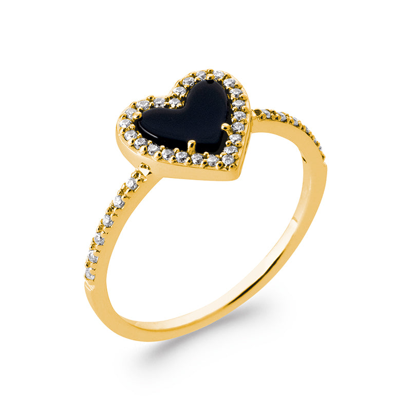 Le Cœur Noir - Bague en Plaqué Or - Yasmeen Jewelry