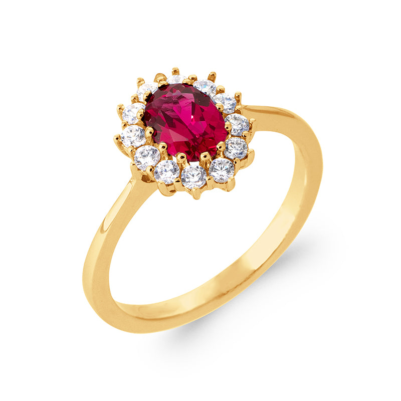 Diana - Bague en Plaqué Or et pierre rose - Yasmeen Jewelry