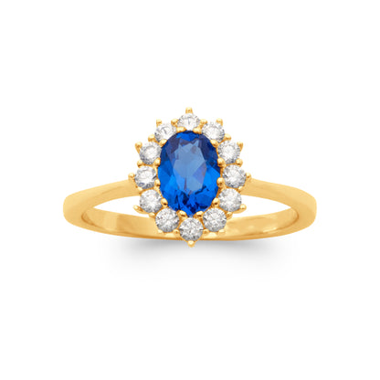 Diana - Bague en Plaqué Or et pierre bleue - Yasmeen Jewelry
