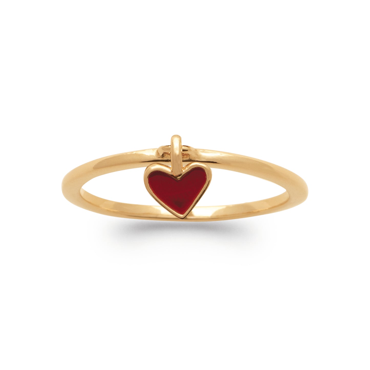 Cupidon - Bague cœur rouge en Plaqué Or - Yasmeen Jewelry