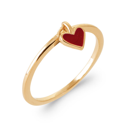 Cupidon - Bague cœur rouge en Plaqué Or - Yasmeen Jewelry