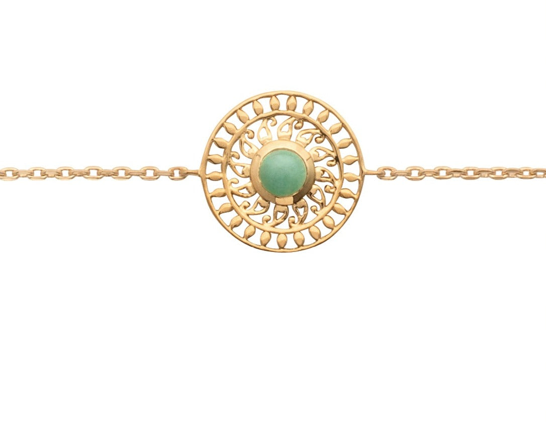 Isaya - Bracelet en Plaqué Or et Aventurine verte - Yasmeen Jewelry