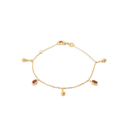 Camélia - Bracelet en Plaqué Or et pierres rouges - Yasmeen Jewelry
