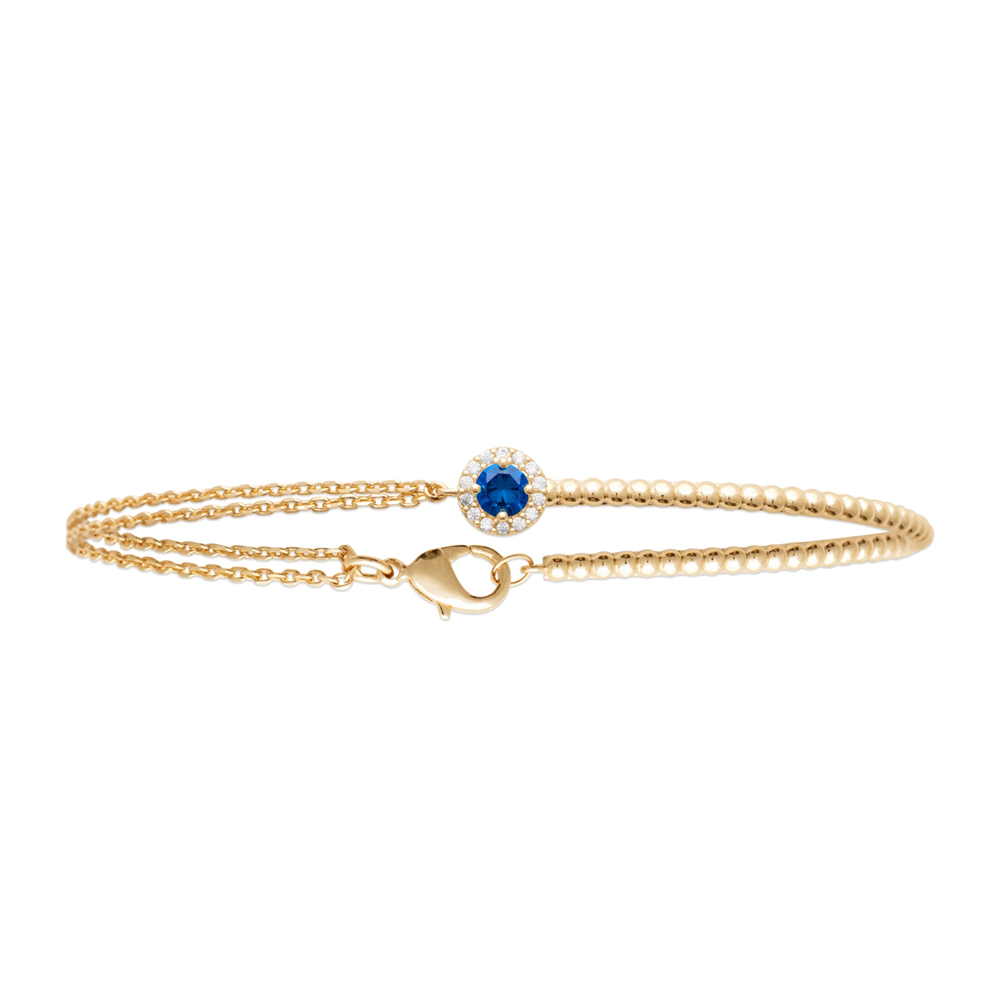 Diana - Bracelet en Plaqué Or et pierre bleue - Yasmeen Jewelry