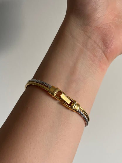 Line - Bracelet bicolore en Plaqué Or - Yasmeen Jewelry