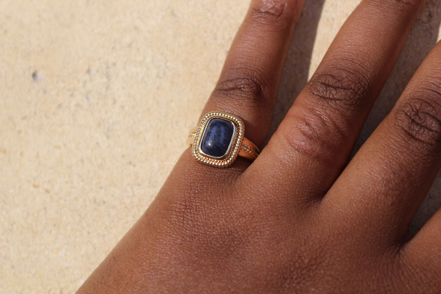 Ayaz - Bague en Plaqué Or et Aventurine bleue - Yasmeen Jewelry